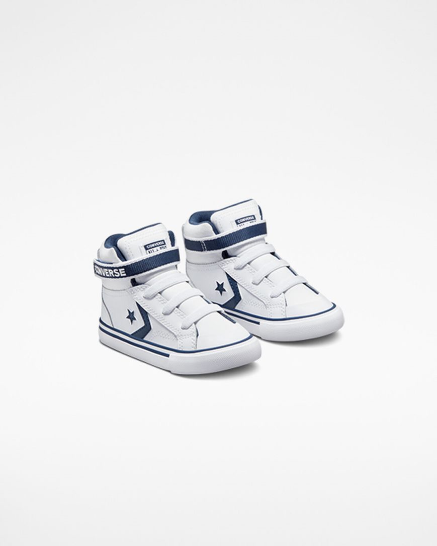 Tenis Converse Pro Blaze Alças Easy-On Varsity Club Cano Alto Menina Branco Azul Marinho Branco | PT I043P15